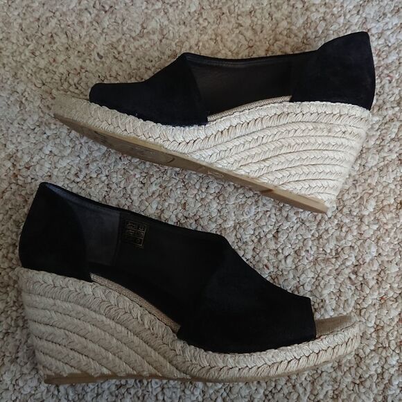 VINCE Sonora Black Suede D'orsay Jute Platform Wedge Sandal size 8.5 M - Picture 5 of 12